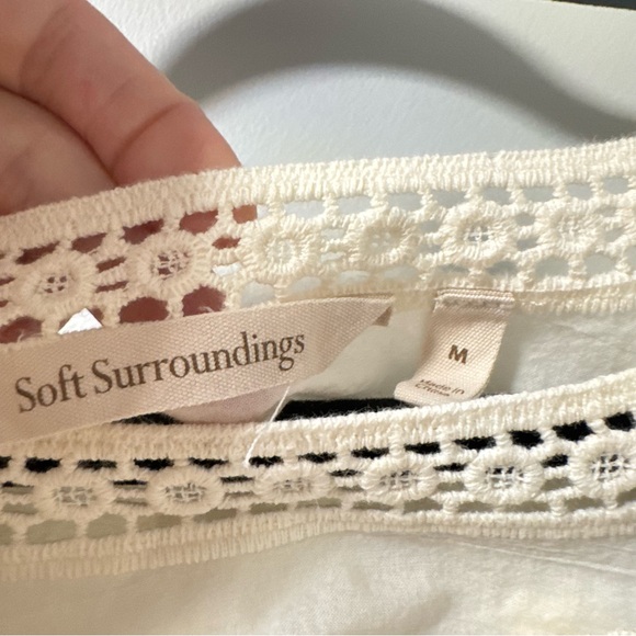 Soft Surroundings Cream Embroidered Cotton Boho Flare Tunic Blouse Medium - Picture 4 of 8